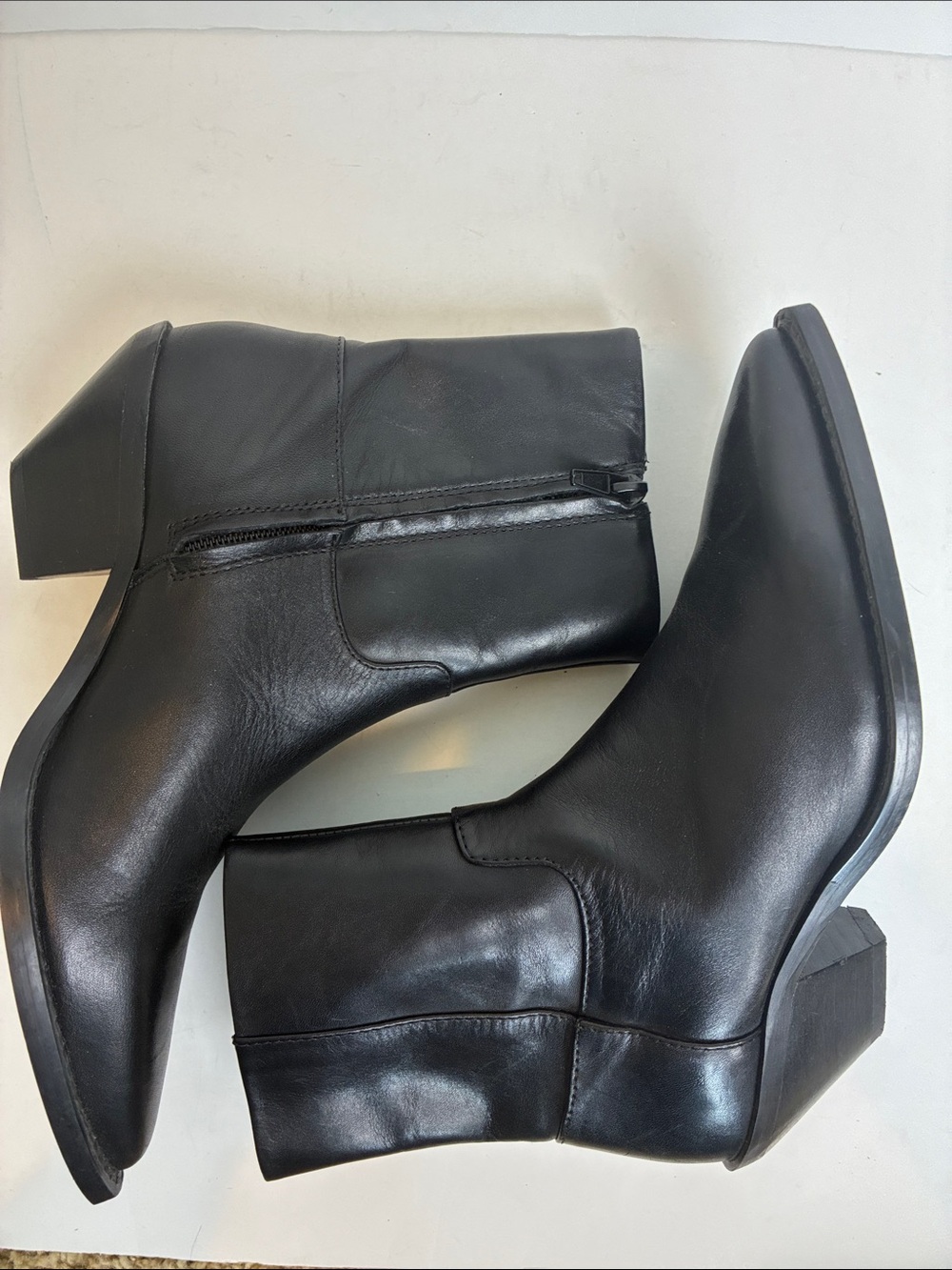 Zara leather cowboy ankle boot booties black EU 36 1122/010 western rodeo - Picture 15 of 16